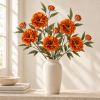 Eco Faux Silk Peony Spray – Orange, 76cm
