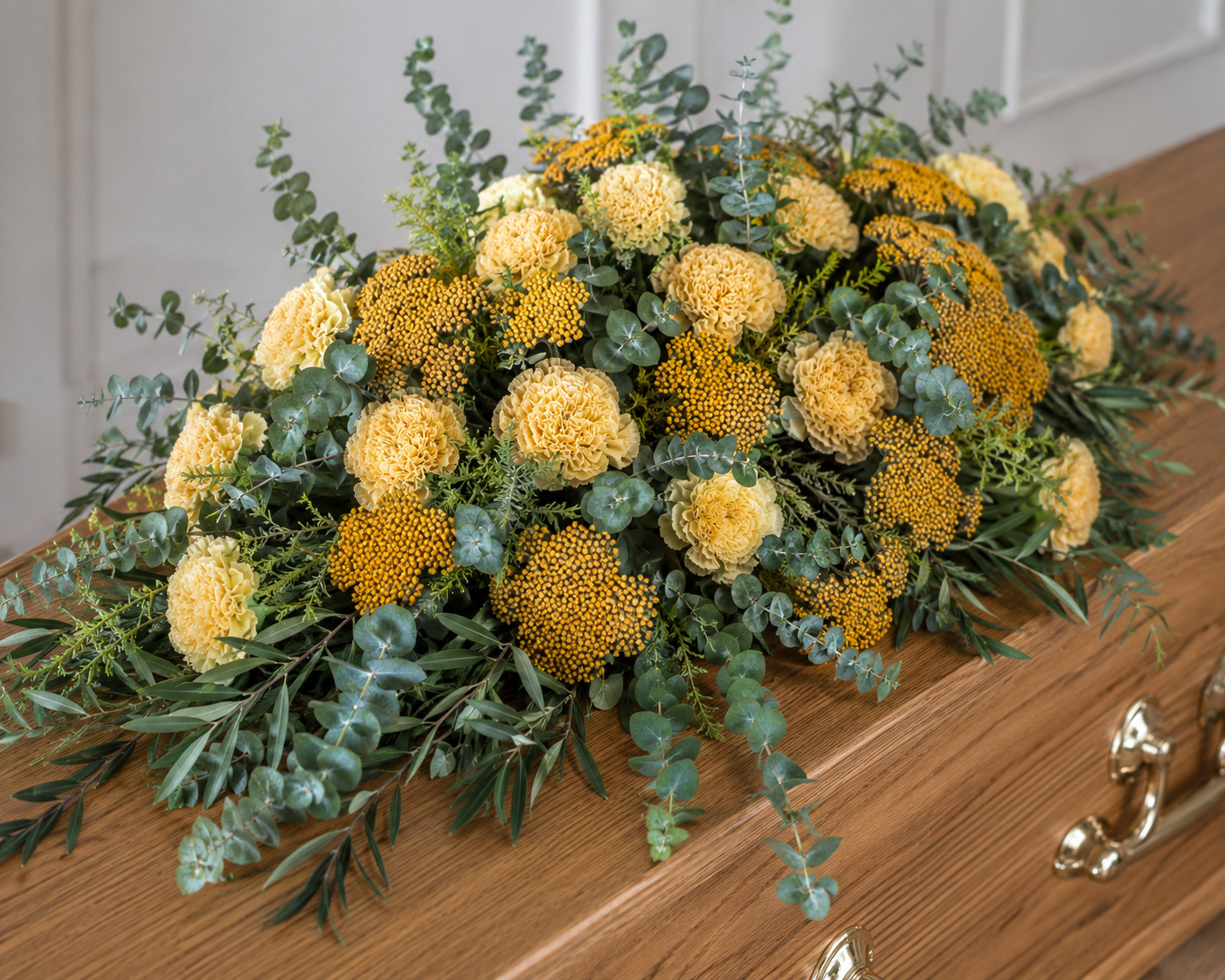 Sustainable Funeral Flowers | Casket Spray | Yellows
