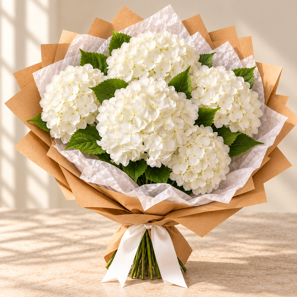White Artificial Hydrangea Stem – 90cm