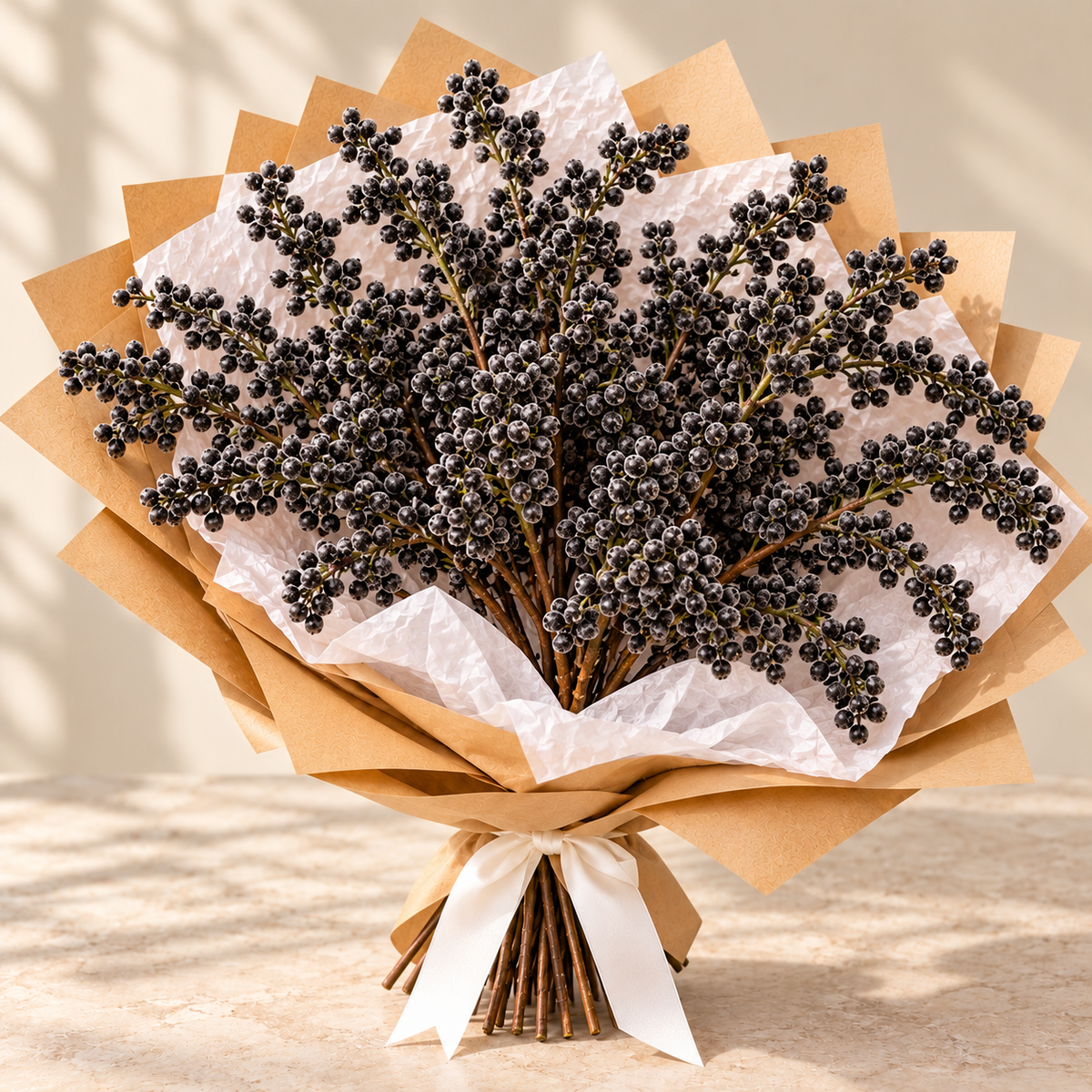 Black Iced Berry Cluster Spray 58cm