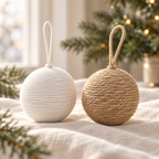 Natural Jute Baubles – Set of 12