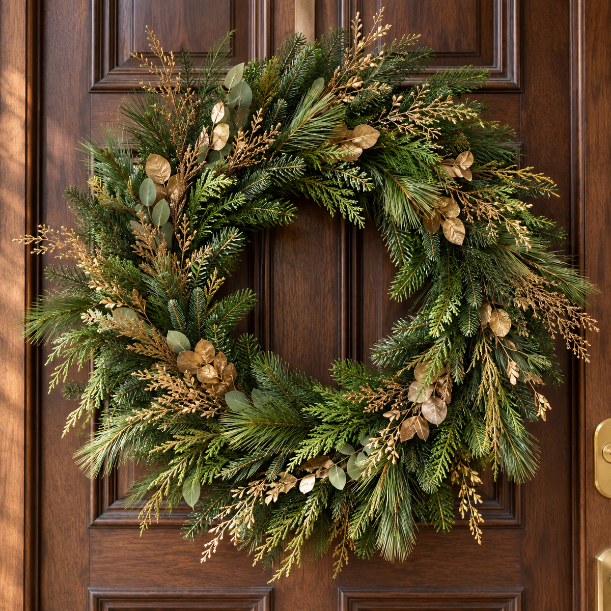 Cottesmore Green & Gold Christmas Wreath, 60 cm
