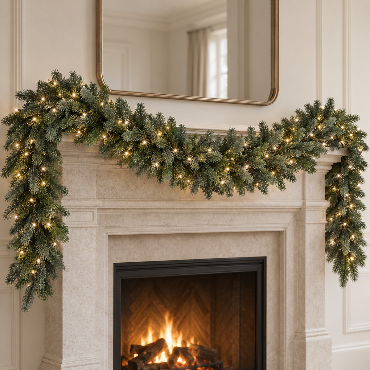 Premium LED Blue Spruce Christmas Garland – 275cm