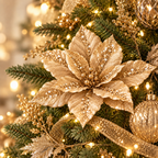 Poinsettia Champagne Sequins 55cm