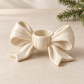 Cream Glazed Bow Candle Holder