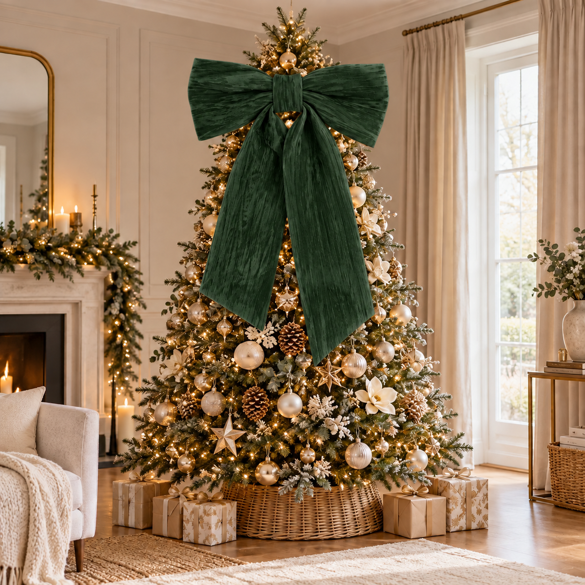 Oversized Dark Green Christmas Bow
