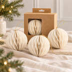 Paper Christmas Baubles – Set of 3 - Caramel, Red, Dark Green, Dark Red and Off White