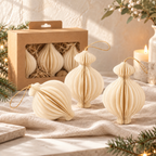 Paper Christmas Baubles – Set of 3 - Caramel, Red, Green and White