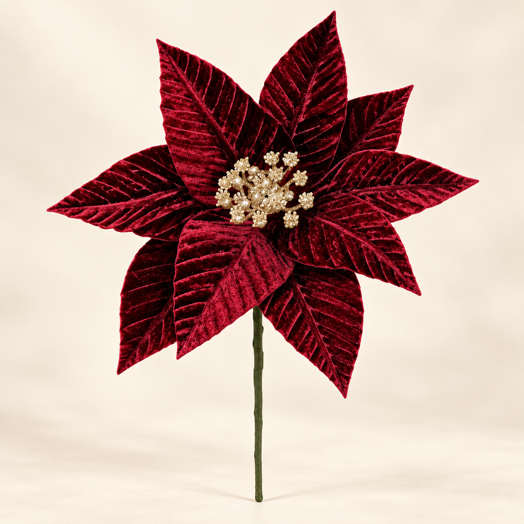 Poinsettia Velvet Dark Red 33cm