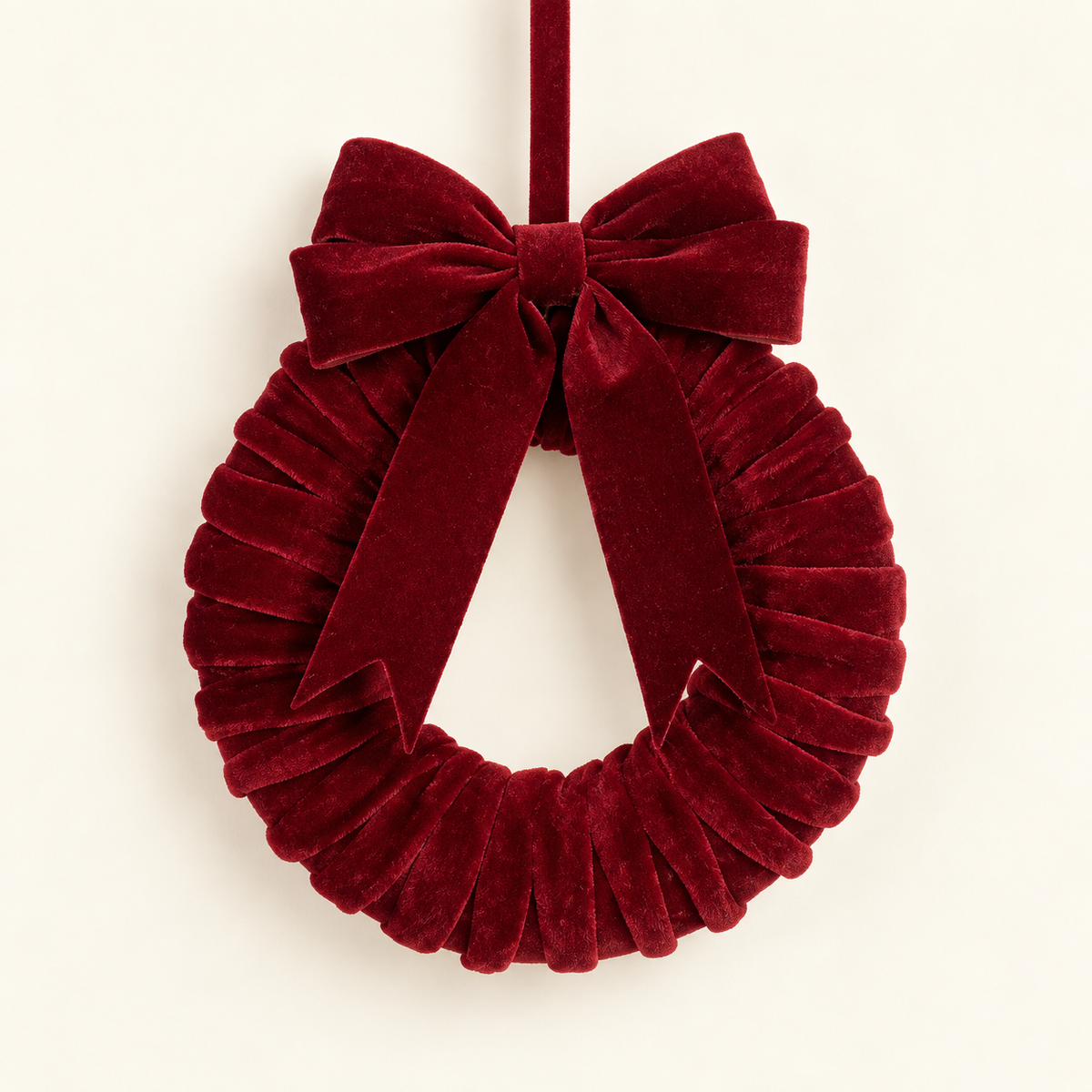 Velvet Ruffle Wreath with Bow – 17 cm
