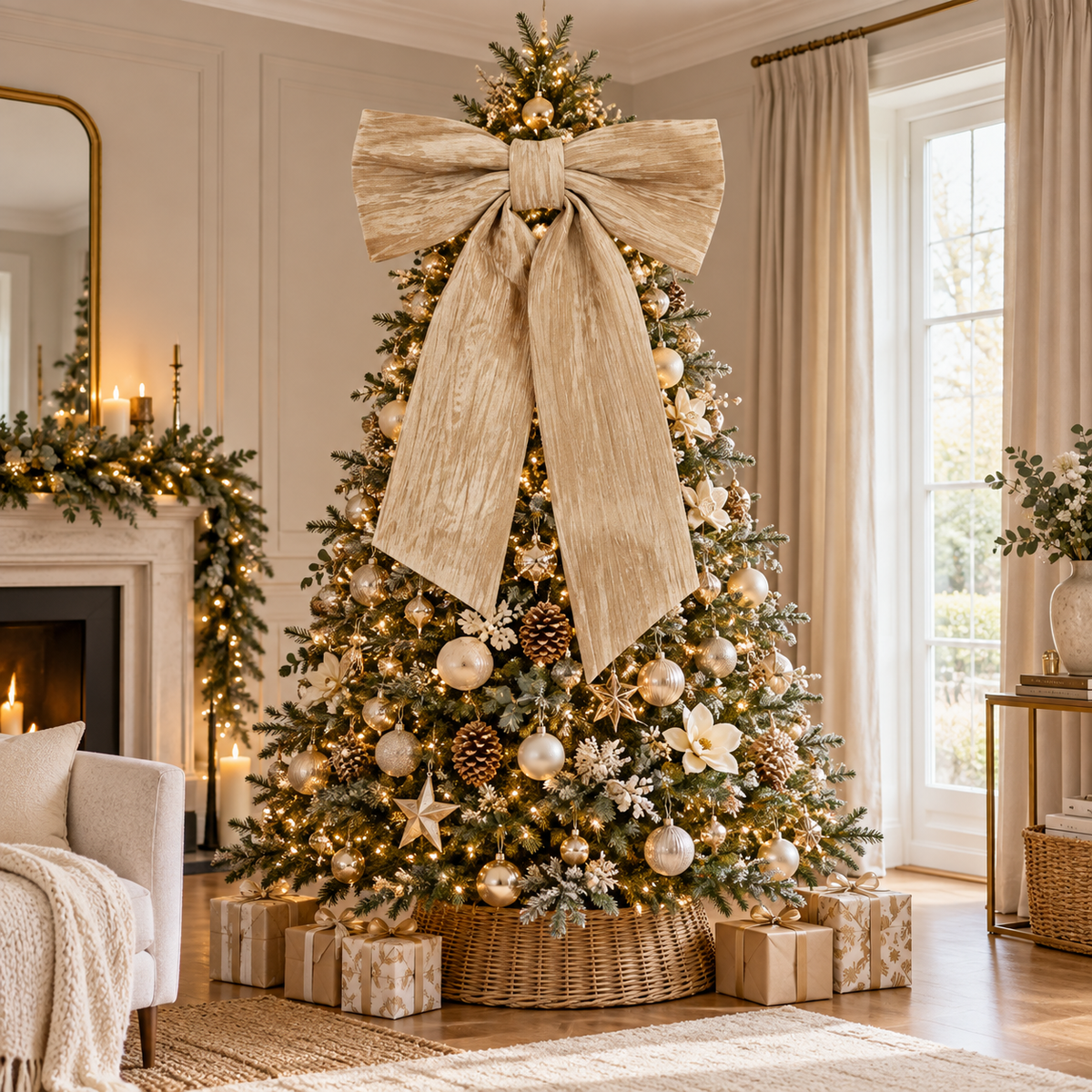 Oversized Champagne Christmas Bow