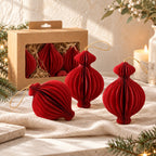 Paper Christmas Baubles – Set of 3 - Caramel, Red, Green and White